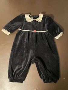 Talbots Kids Girls 12 Months One Piece Outfit Christmas Holiday Black Velvet - Picture 1 of 9