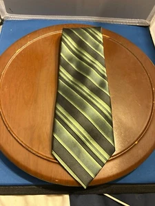 Stafford Men’s Black & Gray 100% Imported Silk Tie Striped Necktie - Picture 1 of 5