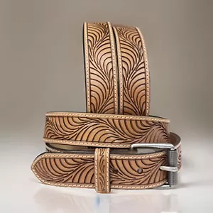 Western Genuine Leather Belt Full Grain Handmade Men's Heavy Duty With Buckle - Picture 1 of 10