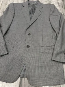 Ermenegildo Zegna The Iconic Classic Black And White Houndstooth 100% Wool 52 R - Picture 1 of 17