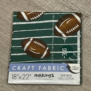 Makings Fat Quarter 18"x 22" CRAFT FABRIC ~One Piece 100% Cotton -Football - Picture 1 of 2