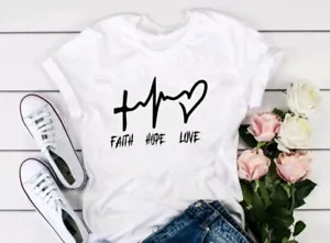 Faith,Love,Hope Printed T-Shirt - Picture 1 of 1