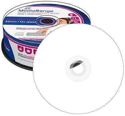 50 MediaRange AUDIO CD-R 80Min Musik bedruckbar 2x25er Spindel injekt printable