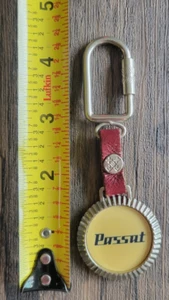 Vintage Volkswagen Passat Metal & Leather Keychain w/Carabiner Closure - Picture 1 of 4