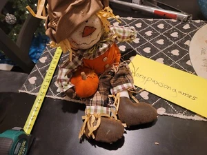 Scarecrow Figure Doll Thanksgiving Pumpkin Primitive Autumn Harvest Home Decor - Picture 1 of 3