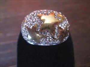 prächtiger Statement Designer Ring 925er Silber Sterne gold Glitzer Pavée RG 57 - Picture 1 of 4