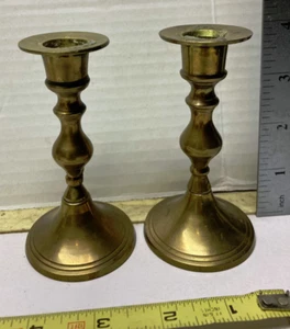 Vintage Brass Candlesticks 2 ea 4in tall 2in base - Picture 1 of 4