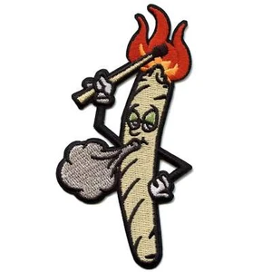 Lit Blunt Patch Marijuana Lighting Match Embroidered Iron On - Picture 1 of 2