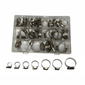 50pcs 8 - 38mm Stainless Steel Adjustable Range Worm Gear Hose Clamps Kit 6 Size - Picture 1 of 5