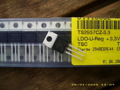 10 x Ultra Low Dropout Spann. Regler TS2937CZ-3.3 , 3,3V 500mA , TO-220 , NEU ! - Bild 1 von 4