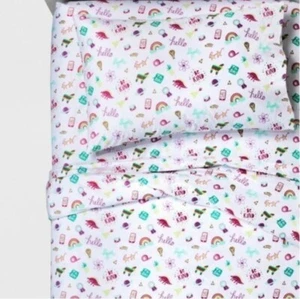 Juego de sábanas tamaño completo Pillowfort Doodle Darlings 4 piezas - Imagen 1 de 4