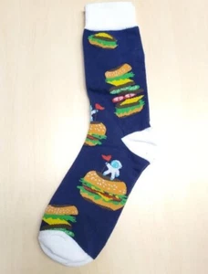 Navy Blue Cheeseburger Astronaut Socks Novelty Unisex 6-12 Crazy Fun SF117 - Picture 1 of 1