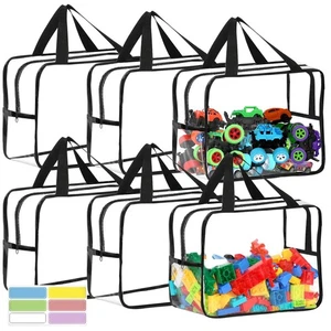 6 Packs Extra Large Toy Storage Bags 12.6×9.25×6.9In with Labels Reusable Cle... - Picture 1 of 7