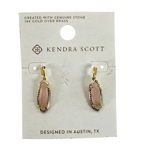 Kendra Scott Eva Ohrhänger rosa echter Stein 14K Gold über Messing Hänger Neu mit Etikett - Bild 1 von 5