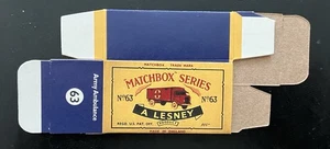 Matchbox #63 Army Ambulance 1961 Type C Repro Box  - Picture 1 of 2