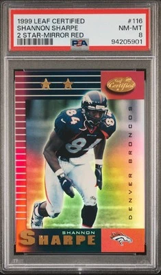 1999 Leaf Certified Mirror Red Shannon Sharpe #116 HOF - Broncos PSA 8 - Image 1 of 2