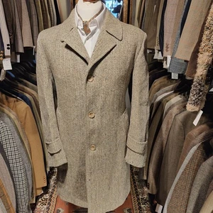 Abrigo Abrigo Chaqueta Lana Verde V Vintage Para Hombre 38R HARRIS TWEED Espiga - Imagen 1 de 19