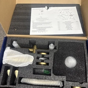 2 Handles Shower Faucet Set w Tub Spout Bathtub Shower Faucet Combo Brushed Gold - Picture 1 of 4