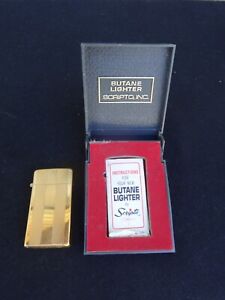 Vintage Scripto U.S.A. Butane Lighter 22K Gold Karatclad Pinstripe w/Box & Instr