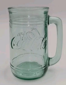 Vintage Coca Cola Green Mug Embossed Handled Drinking Glass - Picture 1 of 7
