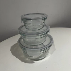 Glasslock Round Oven Safe Glass Containers Set Of 3 - Picture 1 of 3