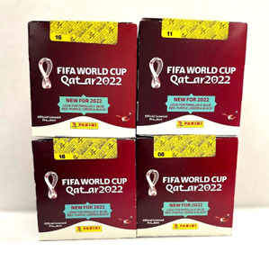 (4) FIFA World Cup 2022 Qatar Panini Soccer Sticker Factory Sealed Boxes