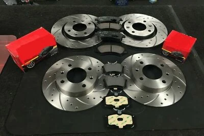 FOR RENAULT TRAFIC VAUXHAL VIVARO FRONT REAR DRILLED GROOVED DISCS & BRAKE PADS - Image 1 of 2