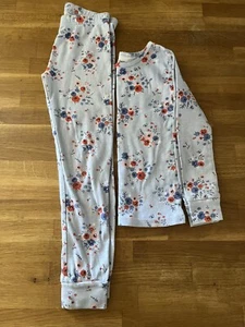 Carters Girls Size 6 Pajama Pant Shirt Snug Fit PJ Blue Pink Red Flowers - Picture 1 of 8