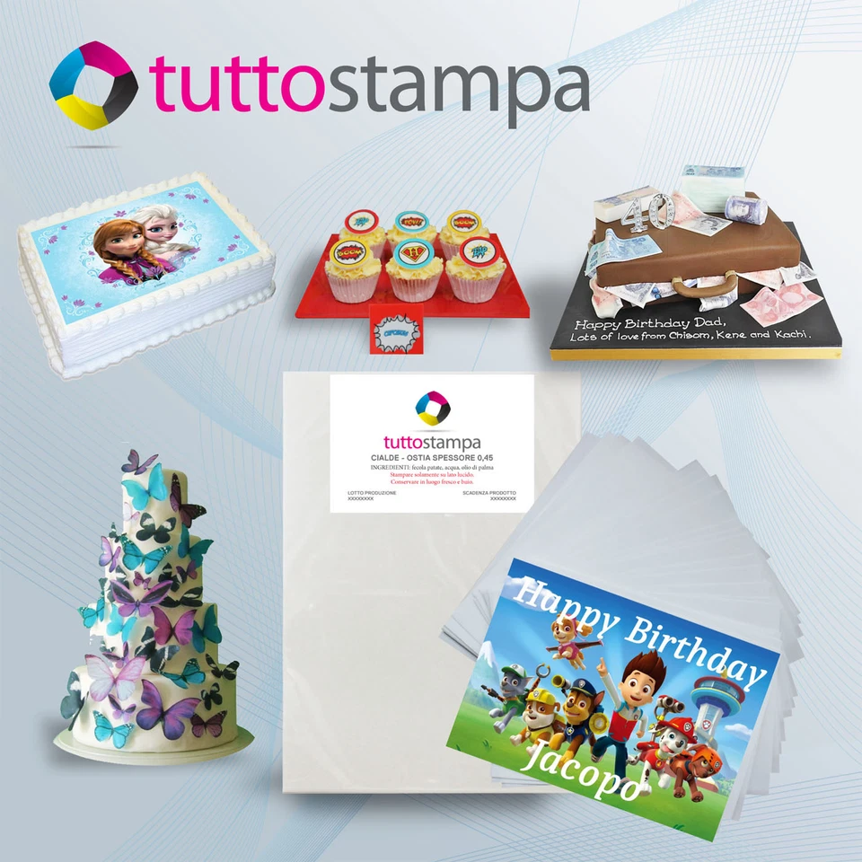 CIALDA OSTIA PER TORTA DA STAMPARE STAMPANTE ALIMENTARE IN PASTICCERIA 100 PEZZI - Immagine 1 di 1