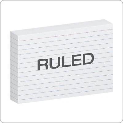 BRANDED Ruled On Front Lined Index Cards, White, 3x5 Inch Card, 100-Count
