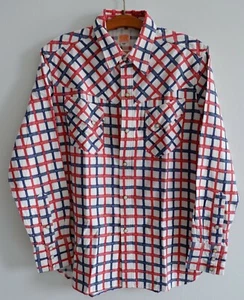 SUGAR CANE 15 California western red blue plaid work shirt medium - Picture 1 of 12