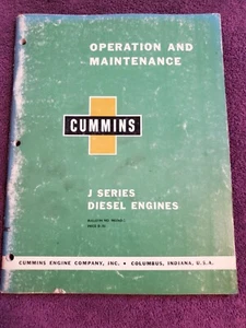 Cummins J Series Operation Maintenance Manual 1960s (EXCELLENT) - Foto 1 di 9