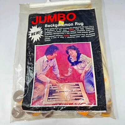 Jumbo Backgammon Rug Set Dice Doubling Cube Wooden Pieces Instructions - Image 1 of 4