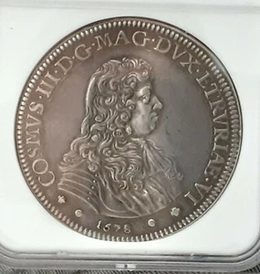 1678 ITALY Italian States Piastre Dav-4209 TUSCANY Cosimo III NGC AU50 CHOICE - Picture 1 of 5
