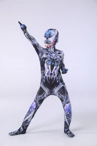 Kids Venom Costume Jumpsuit Boys Spiderman Superhero Cosplay Party Book Week - Picture 1 of 17