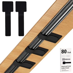 80PCS Hook and Loop Cable Straps, Cable Management Under Desk, Self Adhesive ... - Picture 1 of 7
