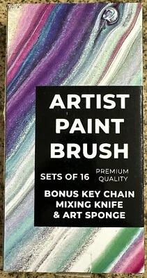 16 Pieces Premium Artist Paint Brush Set - Includes Palette Knife, Sponge, Or... - Image 1 of 4