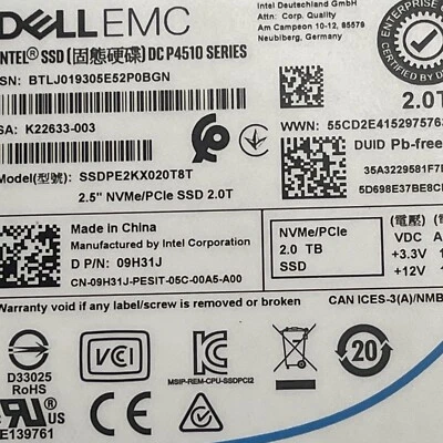 INTEL DELL EMC SAS ssdpe2kx020t8t 2TB NVM - Image 1 of 4