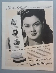 Anuncio impreso vintage factor pan-pastel maquillaje Rosalind Russell foto 1943 - Imagen 1 de 3