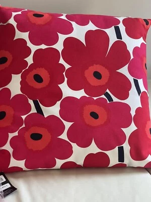 Marimekko 26" large square pillow BOLD cushion pieni unikko red pink white NWTs - Image 1 of 4