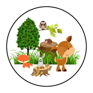 Woodland creatures, forest animals birthday, baby shower stickers, labels, tags - Picture 1 of 1