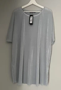 M&S Curve Colkection Plus Size Grey Fine Pleated Blouse Tunic Floaty Top UK 20 - Bild 1 von 6