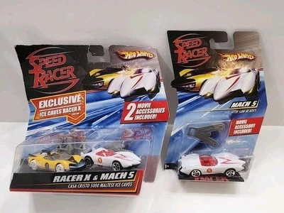 Hot Wheels Lote de 2 Corredores de Velocidad, 1 Racer X y Mach, 1 Mach 5 con Hojas de Sierra Foto 1 de 4