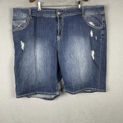 Pantalones cortos de mezclilla Lane Bryant para mujer talla 28 azul tiro alto elásticos lavado medio Foto 1 de 4