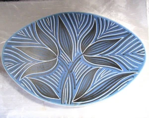 Vintage Graveren Nordic Norway Blue Mid Century Handpainted Shallow Bowl Dish - Picture 1 of 6