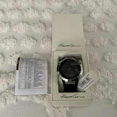 Reloj pulsera Kenneth Cole KC1639 para hombre correa negra estuche plateado pantalla digital Foto 1 de 4