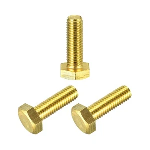 Brass Hex Bolts, M8x25mm 3pcs Fully Thread Grade 4.8 Machine Screws - Picture 1 of 5