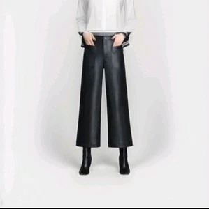 Cece Wide Leg Crop Schwarz Pull On Kunstleder Hose Gr. M - Bild 1 von 10