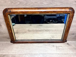 Vintage Walnut Overmantle Mirror Wooden Framed Rectangular Home Decor - Picture 1 of 10