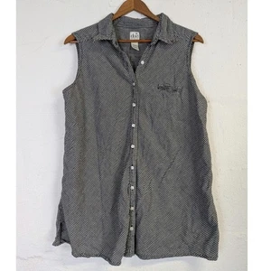 Duo Maternity Sleeveless Button Up Blouse Large Black White Gingham Plaid Breezy - Picture 1 of 4